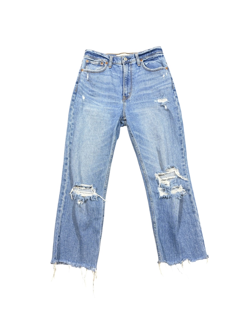 Abercrombie & Fitch Ultra High Rise Ankle Straight Distressed Jeans Size 28